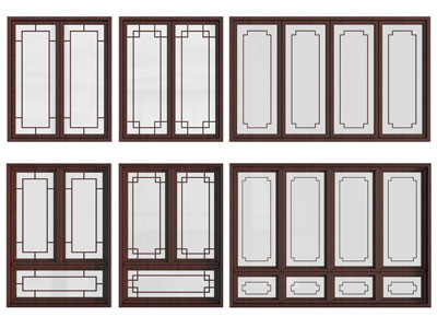 新中式实木边框的平开窗户