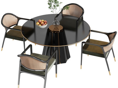 现代轻奢圆形餐桌椅组合