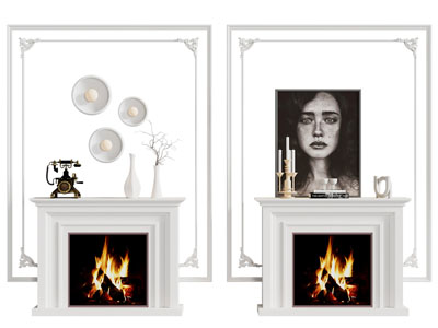 简欧壁炉火炉、石膏线