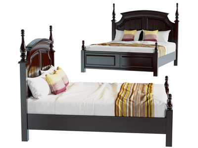 美式实木双人床