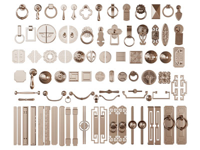 新中式金属拉手、拉环3d模型 新中式金属拉手、拉环