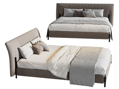 现代布艺双人床