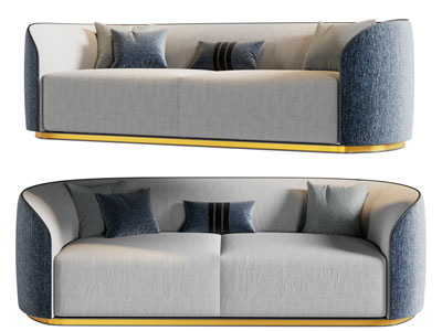 新中式多人沙发