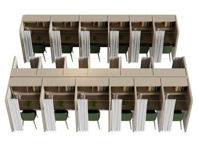 现代隔间自习书桌椅组合