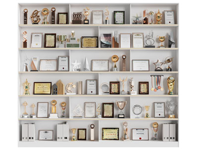 现代奖杯奖牌、证书奖状展柜