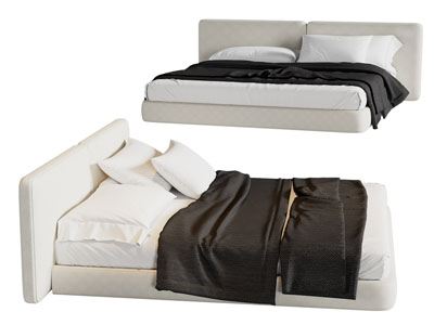 现代布艺双人床