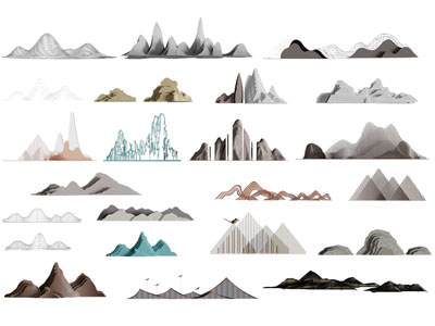 新中式山脉墙饰