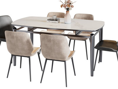 现代长方形餐桌椅组合