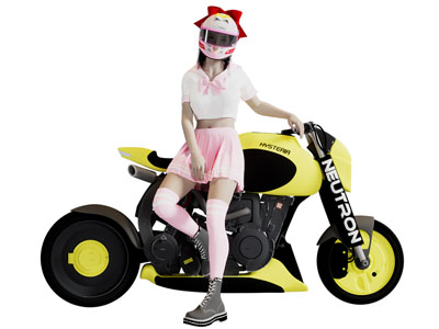 现代骑摩托车的女孩