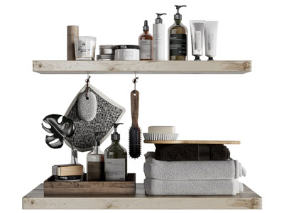 现代洗发水、沐浴露、毛巾卫浴小件