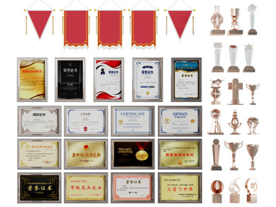 现代锦旗、奖状证书、奖牌奖杯3d模型 现代锦旗、奖状证书、奖牌奖杯