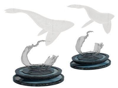 现代鲸鱼雕塑雕刻摆件组合