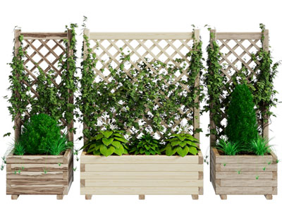 现代庭院实木花盆藤蔓植物景观园艺小品