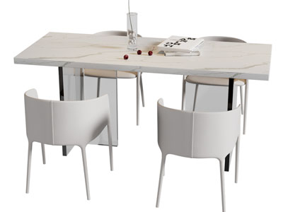 现代长方形餐桌椅组合