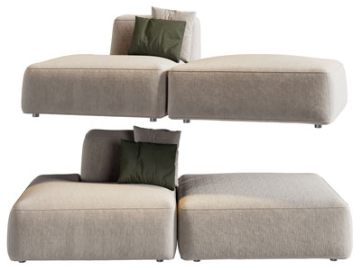 现代布艺双人沙发3d模型 现代布艺双人沙发