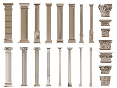 现代方形罗马柱子、雕花柱托3d模型 现代方形罗马柱子、雕花柱托