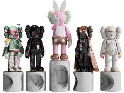 现代kwas公仔雕塑雕刻摆件组合