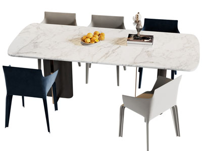 现代长方形餐桌椅组合