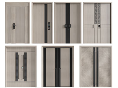 现代单扇、双扇入户平开门