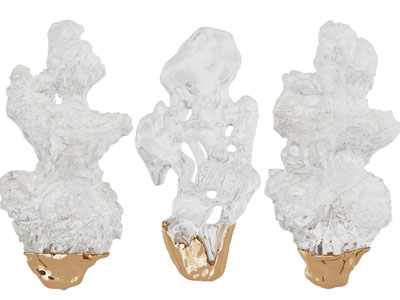 新中式玻璃假山装饰摆件组合