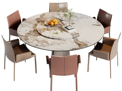 现代圆形餐桌椅组合