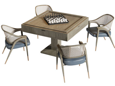 现代方形实木象棋娱乐桌椅组合