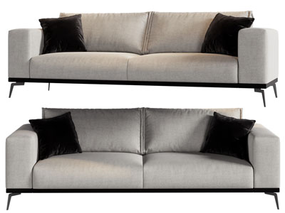 现代布艺双人沙发3d模型 现代布艺双人沙发