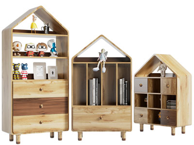 北欧实木儿童装饰书柜