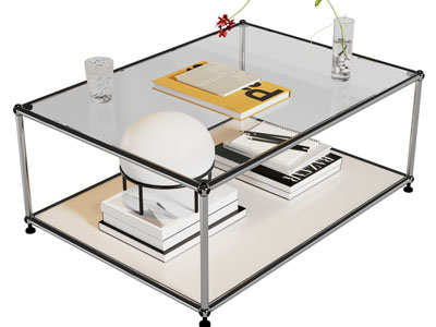 现代玻璃长方形茶几3d模型 现代玻璃长方形茶几