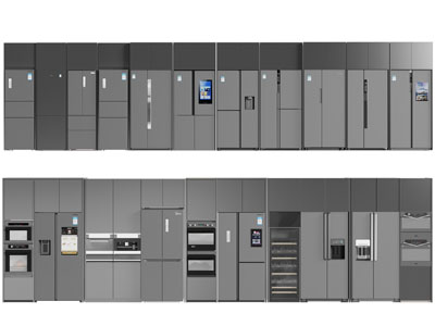 现代嵌入冰箱的橱柜、高柜