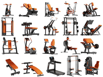 现代跑步机、椭圆机健身器材3d模型 现代跑步机、椭圆机健身器材