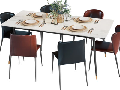 现代长方形餐桌椅组合