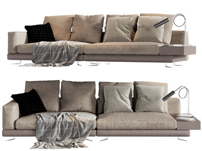 现代布艺双人沙发3d模型 现代布艺双人沙发