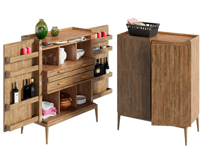 新中式实木餐边柜