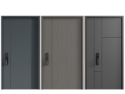 现代单扇带密码锁的入户平开门