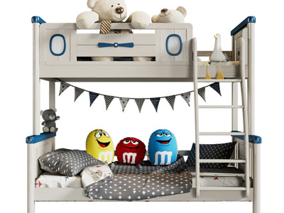 现代白色儿童上下床