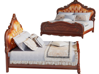 欧式雕花实木双人床