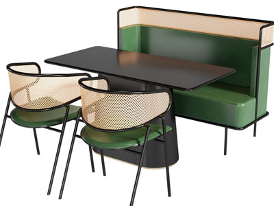 现代复古卡座餐桌椅组合