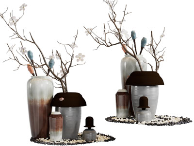 新中式陶瓷花瓶花卉摆件组合