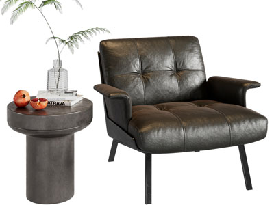 现代休闲椅子、边几