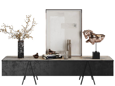 现代电视柜、摆件组合