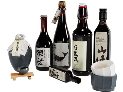 现代酒坛、酒瓶酒杯3d模型 现代酒坛、酒瓶酒杯