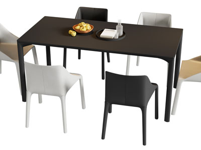 现代长方形餐桌椅组合
