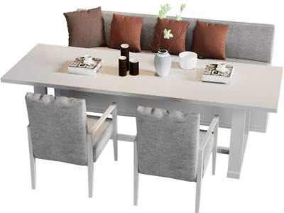 现代长方形卡座餐桌椅组合