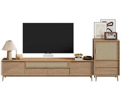 北欧实木电视柜、边柜、电视