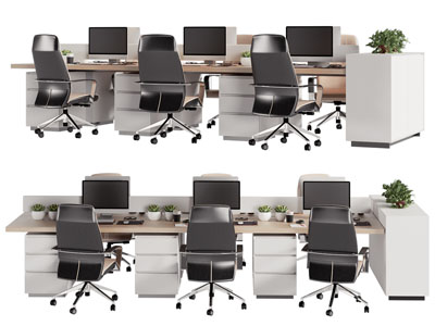 现代多人位办公桌椅组合