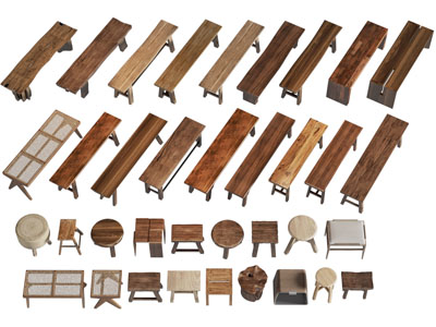 现代实木长方形、圆形凳子