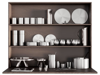 现代不锈钢碗盘、杯子茶具杯子收纳柜