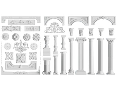 欧式雕花灯盘、柱托、柱子、垭口3d模型 欧式雕花灯盘、柱托、柱子、垭口