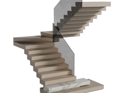 现代转角旋转楼梯3d模型 现代转角旋转楼梯